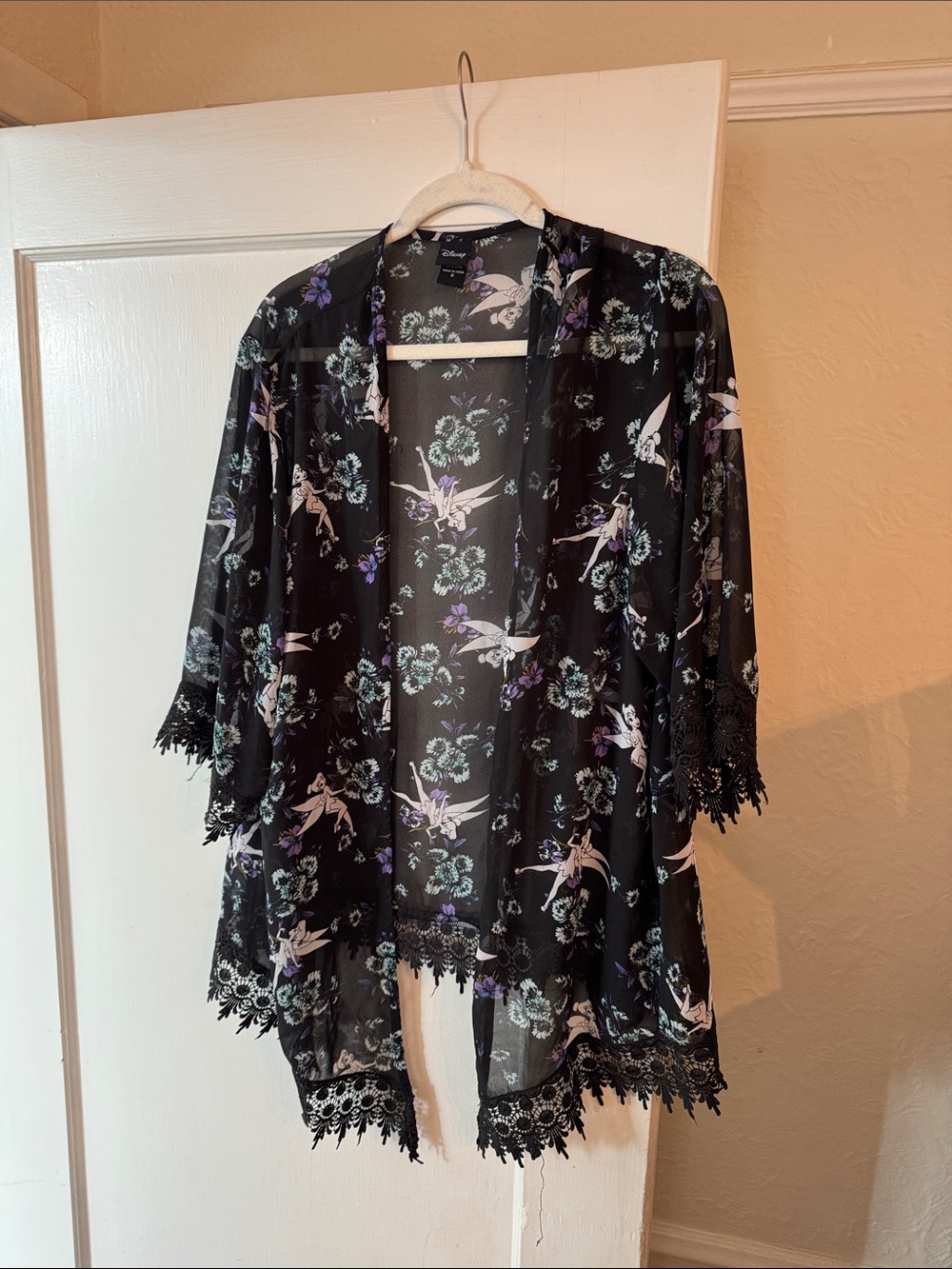 Disney Tinkerbell 3/4 Sleeve Kimono Style Cardigan